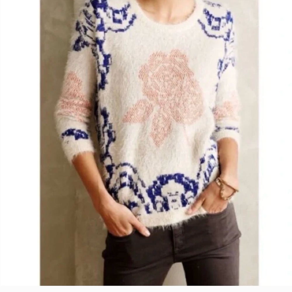 Anthropologie La Fee Verte Rose Sweater. Petite Extra Small.